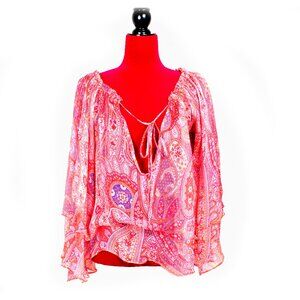 Romantic Boho semi sheer blouse with billowy sleeves